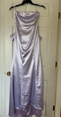 Women's Lilac Satin Cowl Neck Maxi Dress with Spaghetti Straps