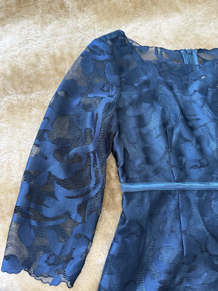 Women's Navy Blue Lace Trim Formal Dress Size M