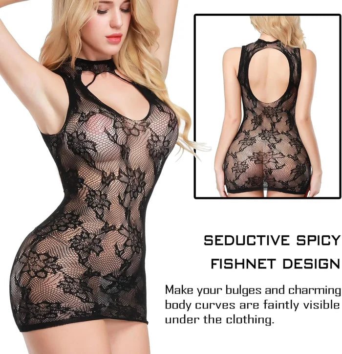 Women's One Size Fishnet Lingerie Set Bodysuit Teddy Sleepwear