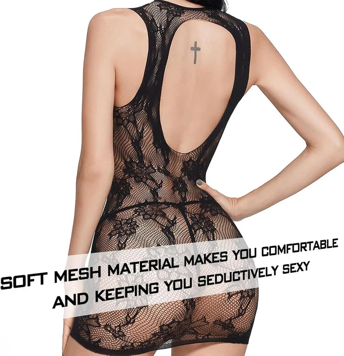 Women's One Size Fishnet Lingerie Set Bodysuit Teddy Sleepwear