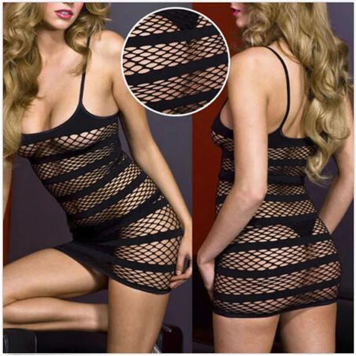 Women's One Size Mesh Fishnet Babydoll Lingerie Nightgown Sleepwear