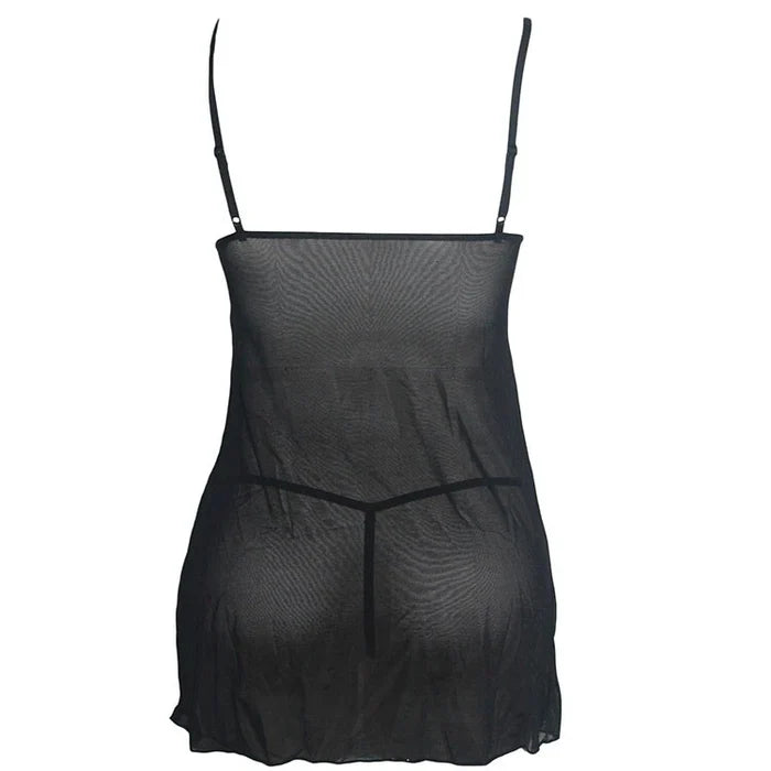 Women's One Size Sheer Halter Babydoll Lingerie Sleepwear with G-String