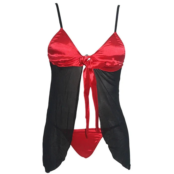 Women's One Size Sheer Halter Babydoll Lingerie Sleepwear with G-String