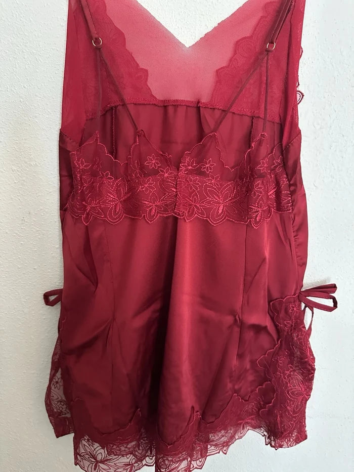 Women's Red Lace Lingerie Set with Thong Size L/XL