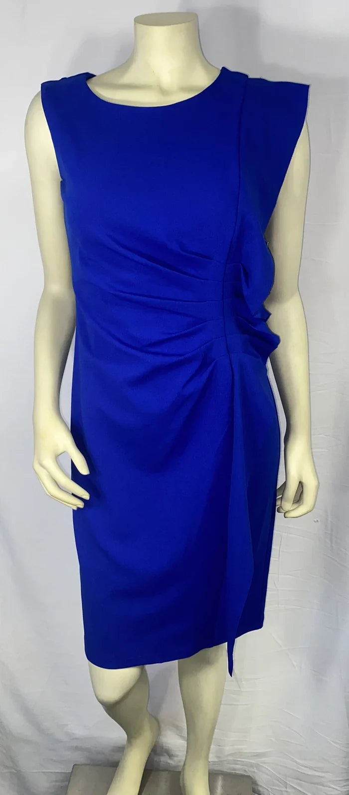 Women's Royal Blue Sleeveless Ruched Draped Formal Dress