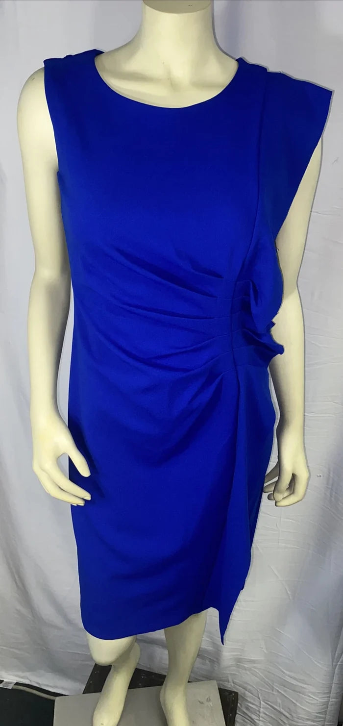 Women's Royal Blue Sleeveless Ruched Draped Formal Dress