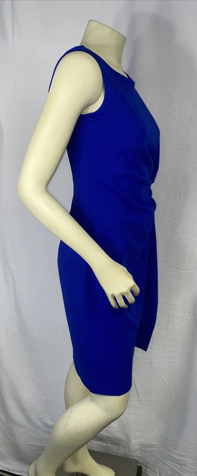 Women's Royal Blue Sleeveless Ruched Draped Formal Dress