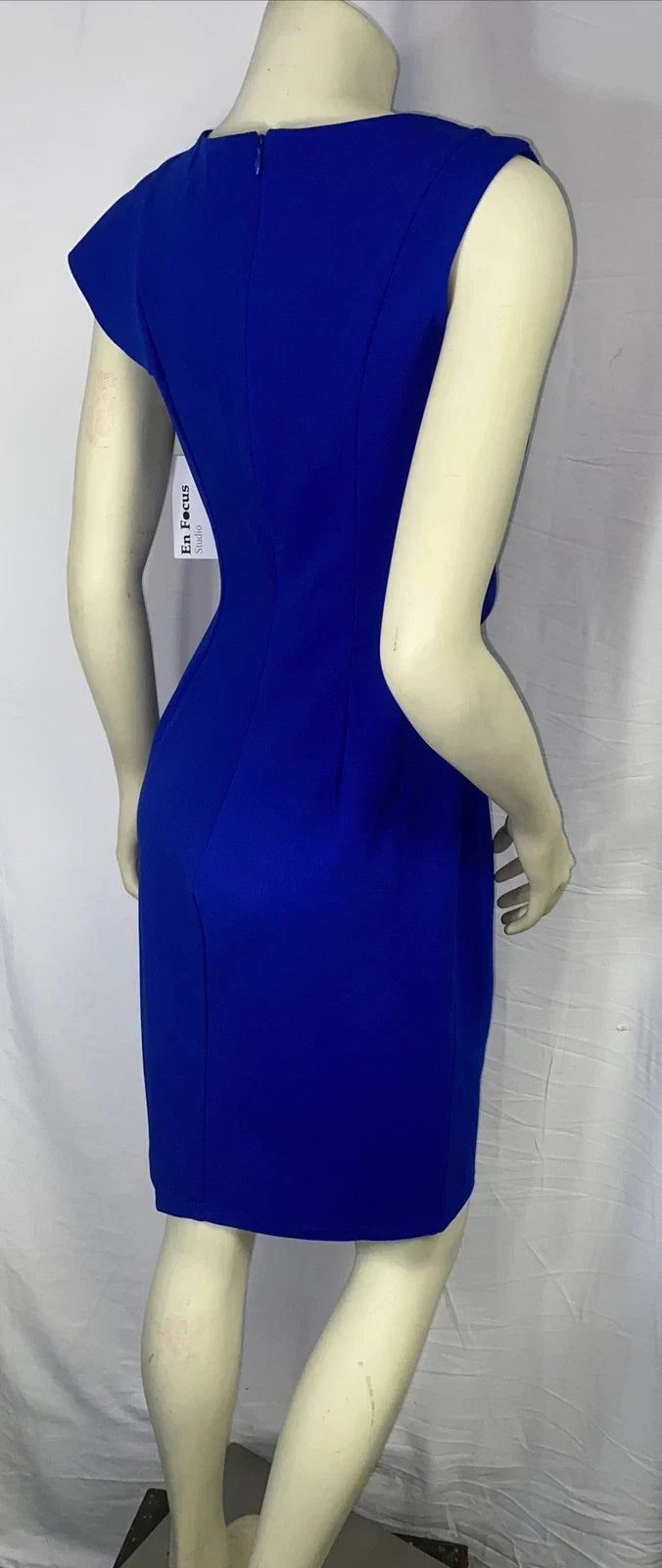 Women's Royal Blue Sleeveless Ruched Draped Formal Dress