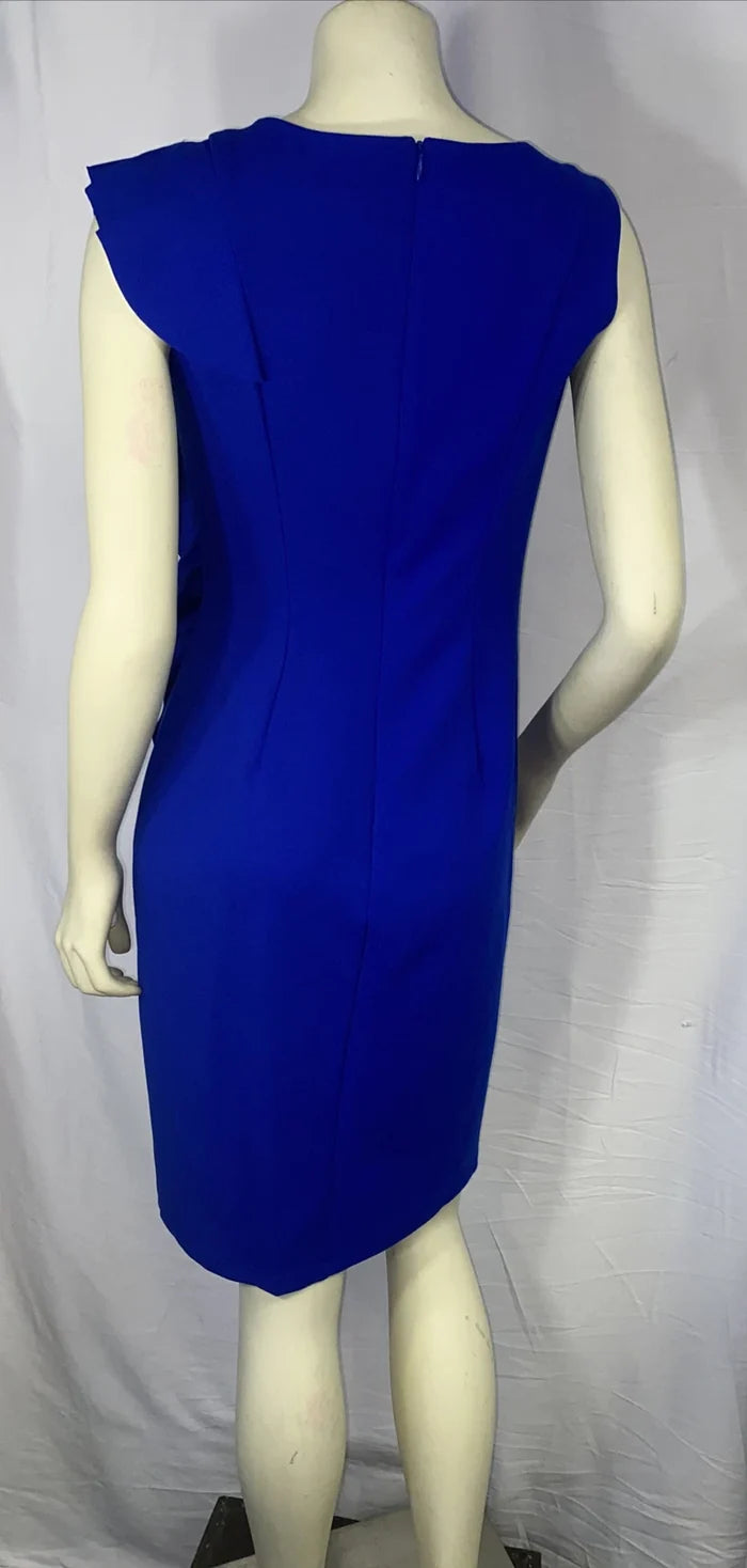 Women's Royal Blue Sleeveless Ruched Draped Formal Dress