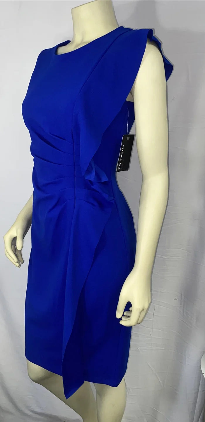 Women's Royal Blue Sleeveless Ruched Draped Formal Dress