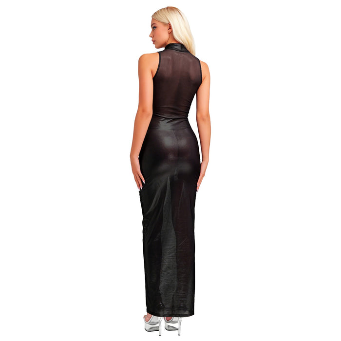 Womens See Through Dress Party Holographic Shiny Maxi Pencil Sexy Club Dress