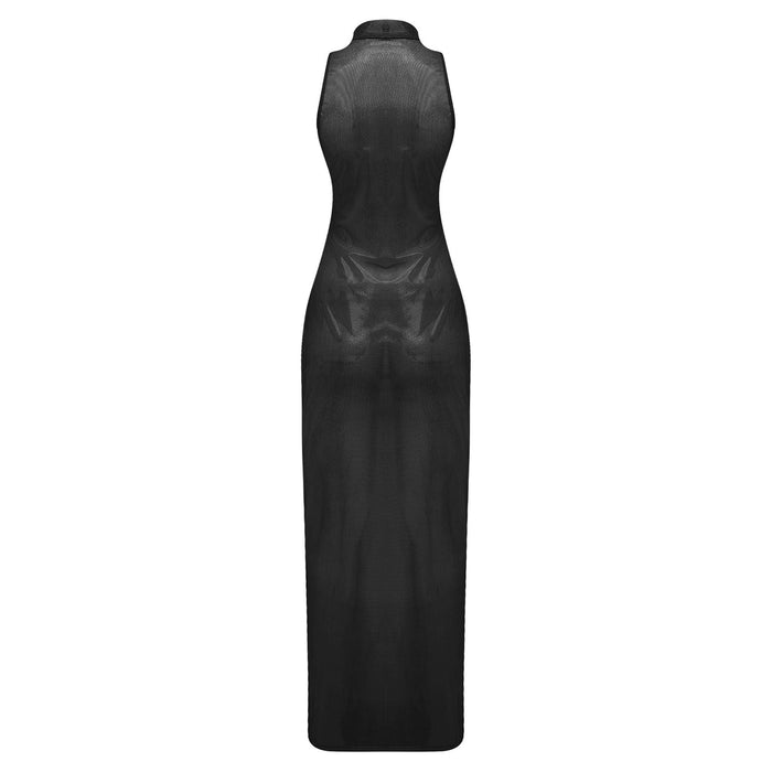 Womens See Through Dress Party Holographic Shiny Maxi Pencil Sexy Club Dress