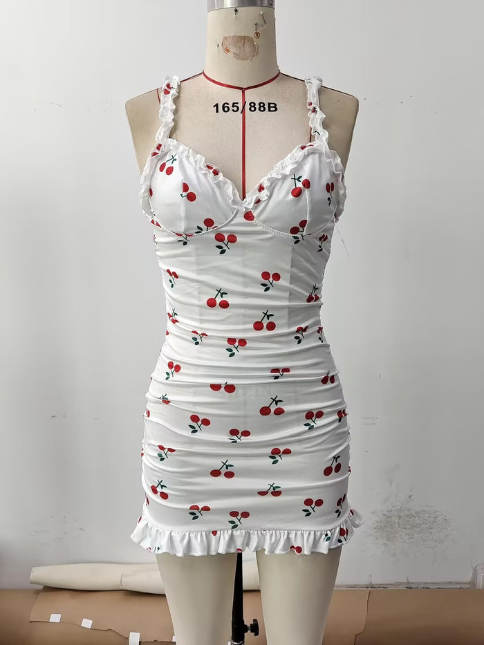Women's Spaghetti Strap Bodycon Camisole Sexy Sweetheart Club Party Deep V Dress