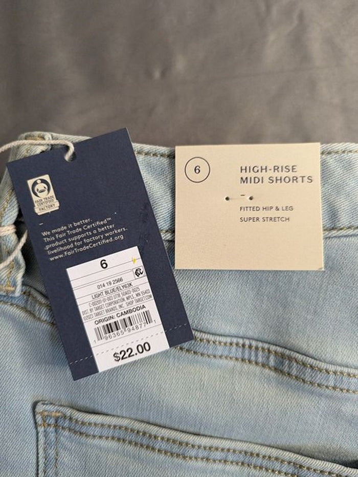 Women's Universal Thread High Rise Midi Jean Shorts Light Blue 6