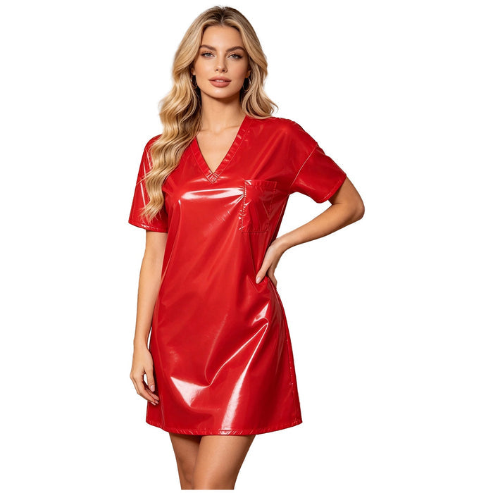 Womens Waterproof Sleep Dress V Neck Loose Mini Dress Oversized T-shirt Party