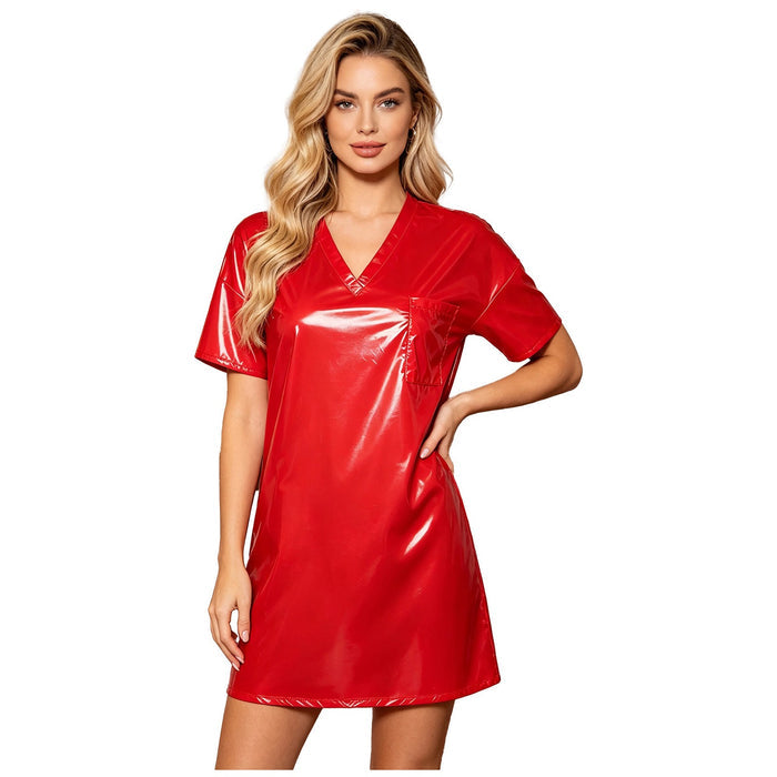 Womens Waterproof Sleep Dress V Neck Loose Mini Dress Oversized T-shirt Party