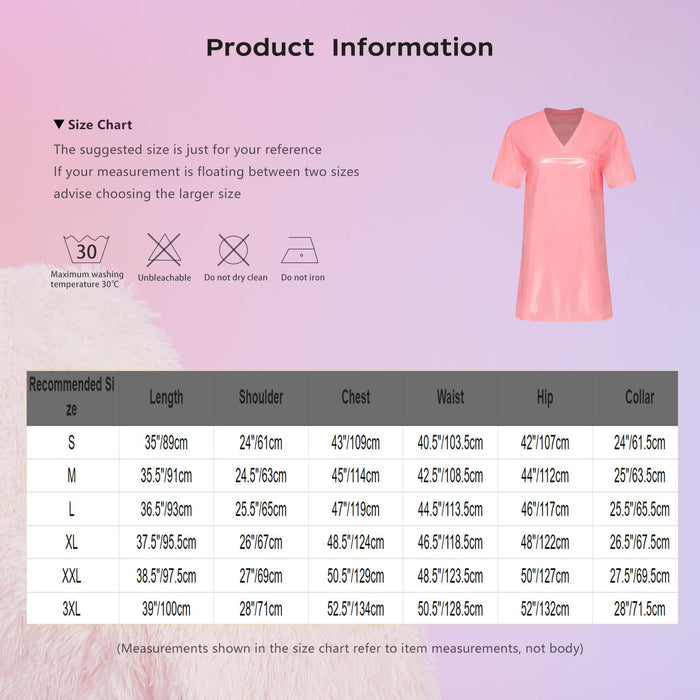 Womens Waterproof Sleep Dress V Neck Loose Mini Dress Oversized T-shirt Party