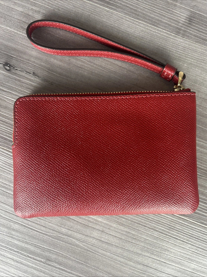 Coach Women's Wristlet Red – Authentic Designer Zip Wallet Clutch, NWT
