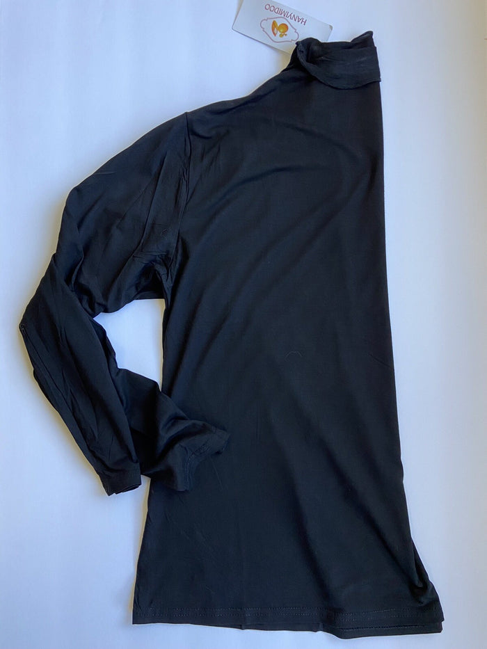 Womens XS long sleeve black cotton high neck shirt 95% Cotton 5% Spandex