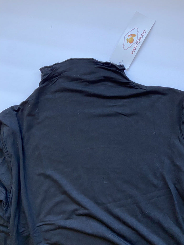 Womens XS long sleeve black cotton high neck shirt 95% Cotton 5% Spandex