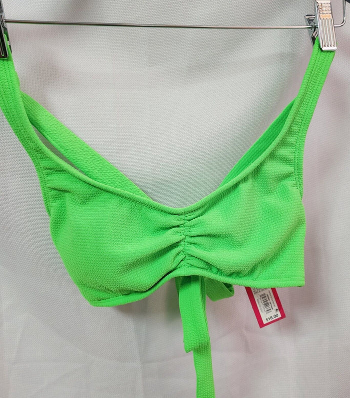 Xhilaration Juniors' Textured Cinch-Front Bralette Bikini Top, Bright Gree
