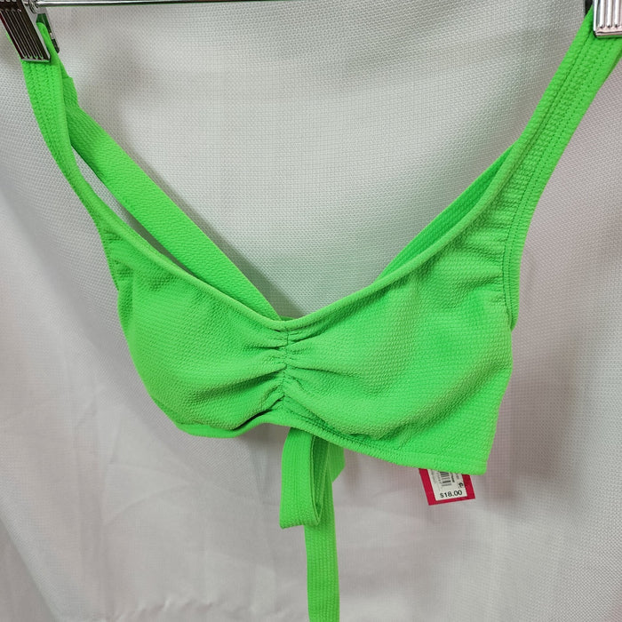 Xhilaration Juniors' Textured Cinch-Front Bralette Bikini Top, Bright Gree
