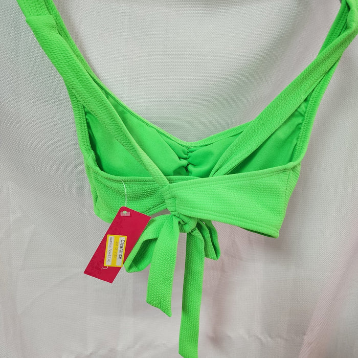 Xhilaration Juniors' Textured Cinch-Front Bralette Bikini Top, Bright Gree