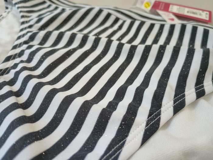 Xhilaration XL Black White Striped Glitter Swim Bikini Bottoms Hygenic Liner