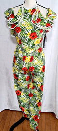 Xoxo Tropical Jumpsuit Halter Ruffle Sleeve Colorful