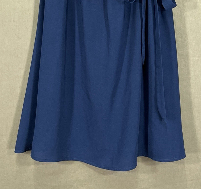 YA Los Angeles Navy Crepe Pleated Detail Tie Belt Cocktail/Party Dress