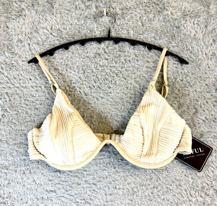 Zaful Women's Beige Pleated 2 Piece Bikini Set