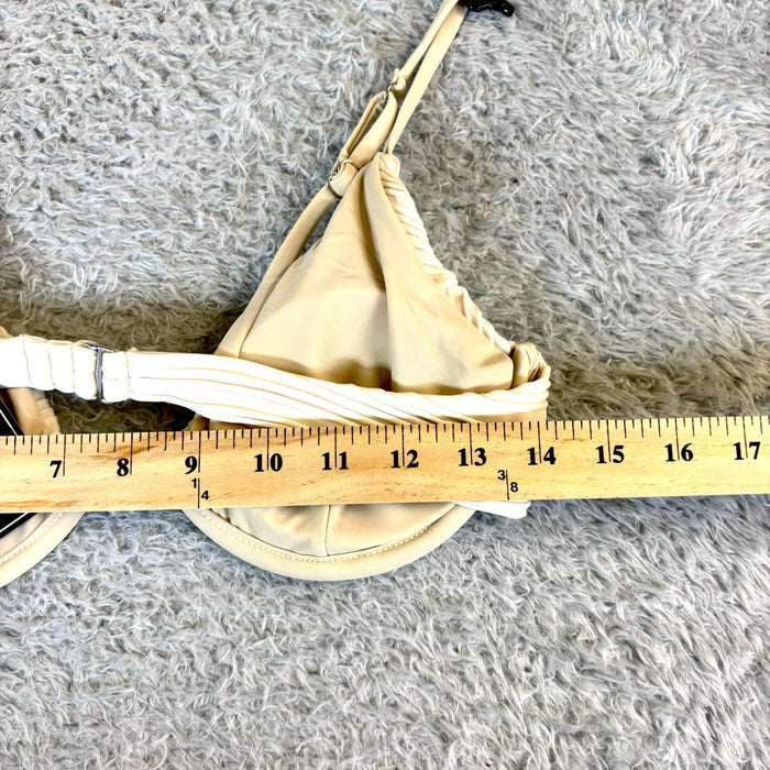 Zaful Women's Beige Pleated 2 Piece Bikini Set
