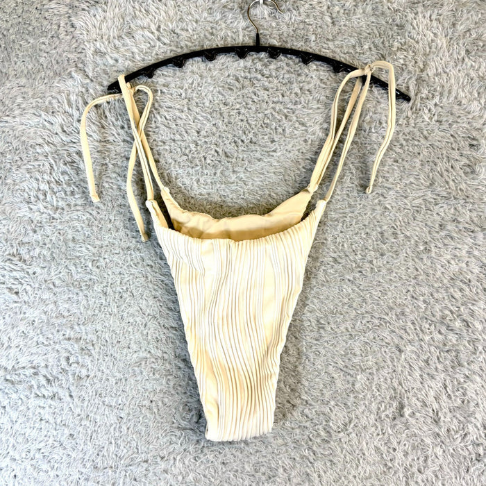 Zaful Women's Beige Pleated 2 Piece Bikini Set