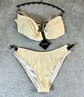 Zaful Women's Cream Textured Bikini Swimwear