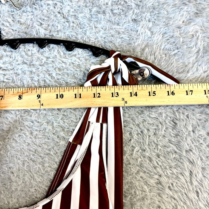 Zaful Women's White & Black Striped One Piece Swimsuit