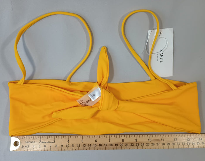 Zaful Yellow Bikini Top Women's Adjustable Tie Strap