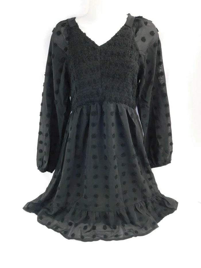 Zattoas Women's Black Polka Dot Dress – Size Medium, Stylish Casual Dress