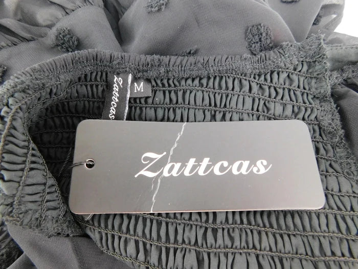 Zattoas Women's Black Polka Dot Dress – Size Medium, Stylish Casual Dress
