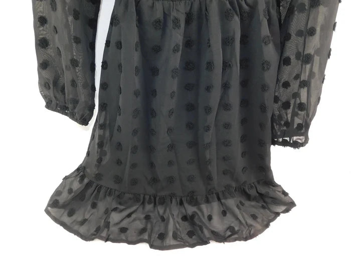 Zattoas Women's Black Polka Dot Dress – Size Medium, Stylish Casual Dress