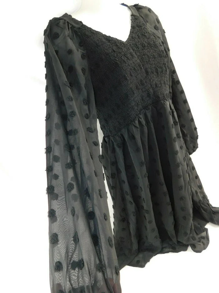 Zattoas Women's Black Polka Dot Dress – Size Medium, Stylish Casual Dress
