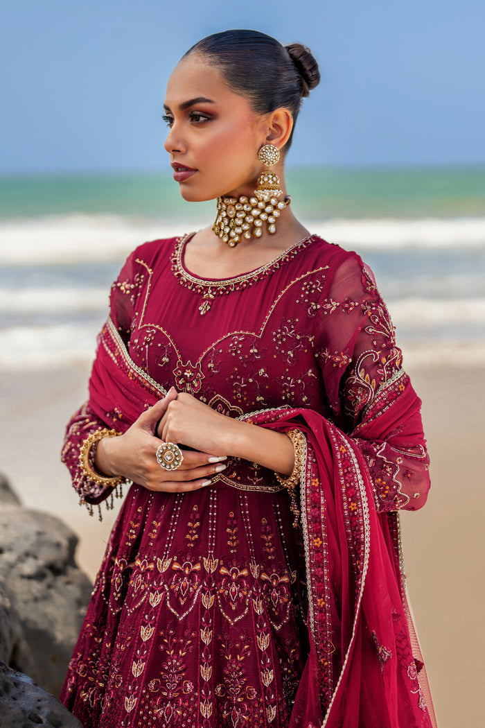 Close-up of second and third frock layers revealing richly bejeweled embroidery, sequin work, textual overlay, and lavish embroidered borders with minimal lace.
